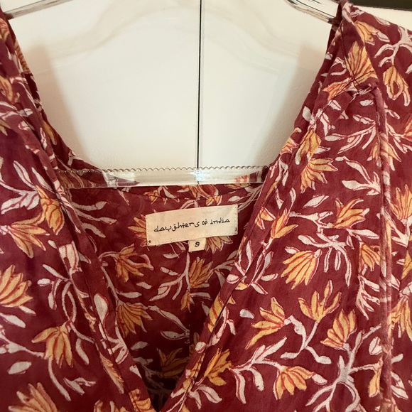 Daughters of India Brown Sundress with Bishop Sleeves and Scoop Neck - Picture 2 of 2